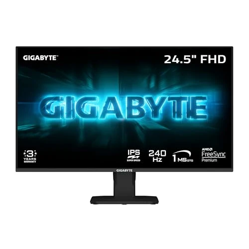 GIGABYTE - GS25F2A - 24.5" SuperSpeed IPS Gaming Monitor - FHD 1920x1080-240Hz - 1ms GTG - AMD FreeSync Premium - HDMI, DP - Tilt Adjustable - Black