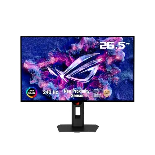 ASUS ROG Strix 27” OLED Gaming Monitor (XG27AQDMGR) - 27-inch (26.5-inch viewable) 1440p TrueBlack Glossy, 240 Hz, Neo Proximity Sensor, OLED Care Pro, ELMB, DisplayWidget Center