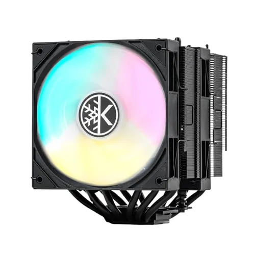 KINGCOOL Iron Wind 120 ARGB CPU Air Cooler, 6 Heat Pipes & Dual Towers, Dual 120mm PWM Fans, 1800 RPM Speed, ARGB Lighting, PC Cooler for AMD AM4 AM5/ Intel LGA 1851/1700, Black