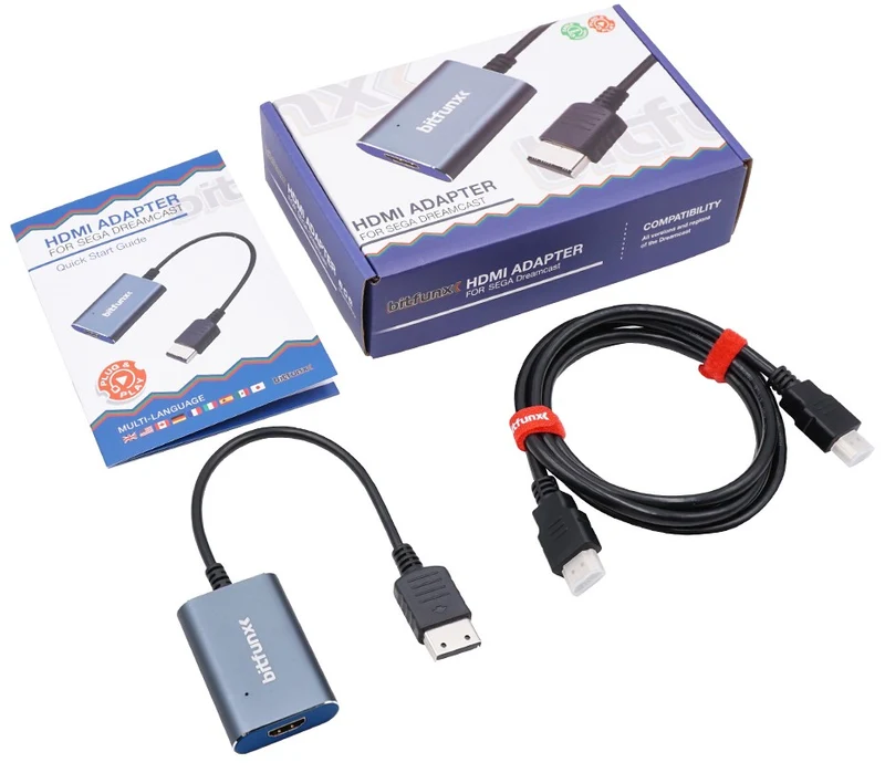 Dreamcast - Adaptateur HDMI "Bitfunx" + Câble HDMI
