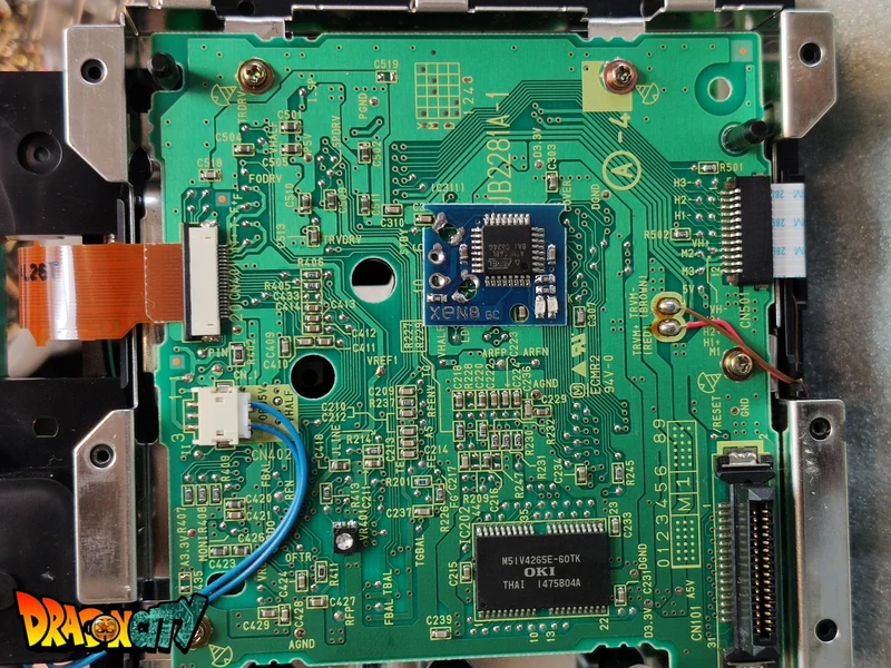 GameCube - Installation Puce Xeno-Gc V2 / XenoPico / Led Bleue-Rouge / Pile Neuve avec Socket