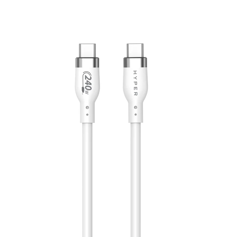 HyperJuice 240W Silicone USB-C to USB-C Cable (6ft/2m) - Blanc