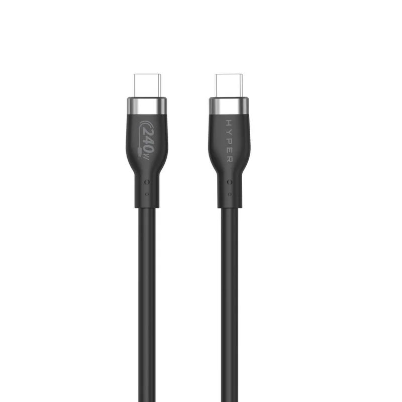 HyperJuice 240W Silicone USB-C to USB-C Cable (6ft/2m) - Noir