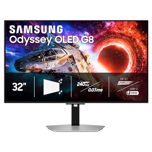 Samsung 32" Odyssey OLED G8 (G80SH) Gaming Monitor, QD-OLED, 4K Resolution