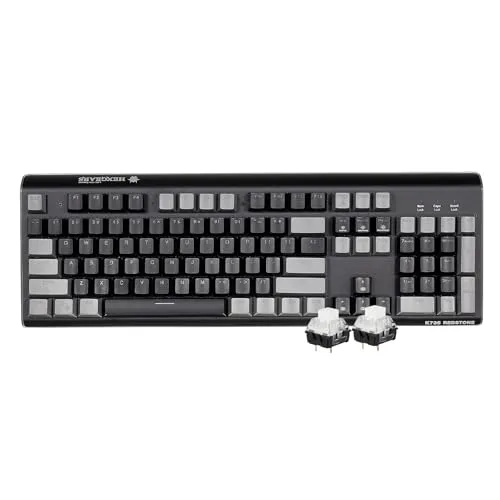 Hexgears GK735 Wired Full Size Mechanical Keyboard, Aluminum Housing Built for Gamers w/Kailh Box White Switch, White Backlit + Surrounded by RGB Light Strip, 104 Keys Gaming Keyboard for PC/Mac