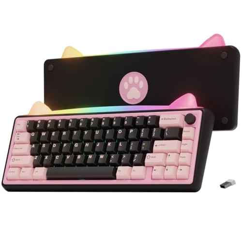 OOCTPK Chilkey Foxy65 Mechanical Keyboard with Knob, Gasket Mount 65% Aluminum Wireless Mechanical Keyboard, BT5.0/2.4GHz/USB-C, Hot Swappable, RGB Backlit Computer Custom Key Board for PC