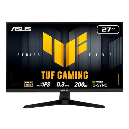 ASUS TUF Gaming 27” 1080P Monitor (VG279Q5A) – Full HD (1920 x 1080), 200Hz, 0.3ms, Fast IPS, G-SYNC Compatible, Extreme Low Motion Blur Sync, 99% sRGB, DisplayWidget, Gaming AI, 3 yr Warranty