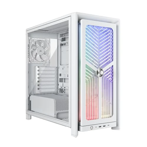 CORSAIR Frame 4000X RS Modular Mid-Tower ATX PC Case – RGB Front Panel, 4X RS120 PWM Fans Included, InfiniRail Fan Mount System, Reverse GPU Anti-Sag and Motherboard Support – White