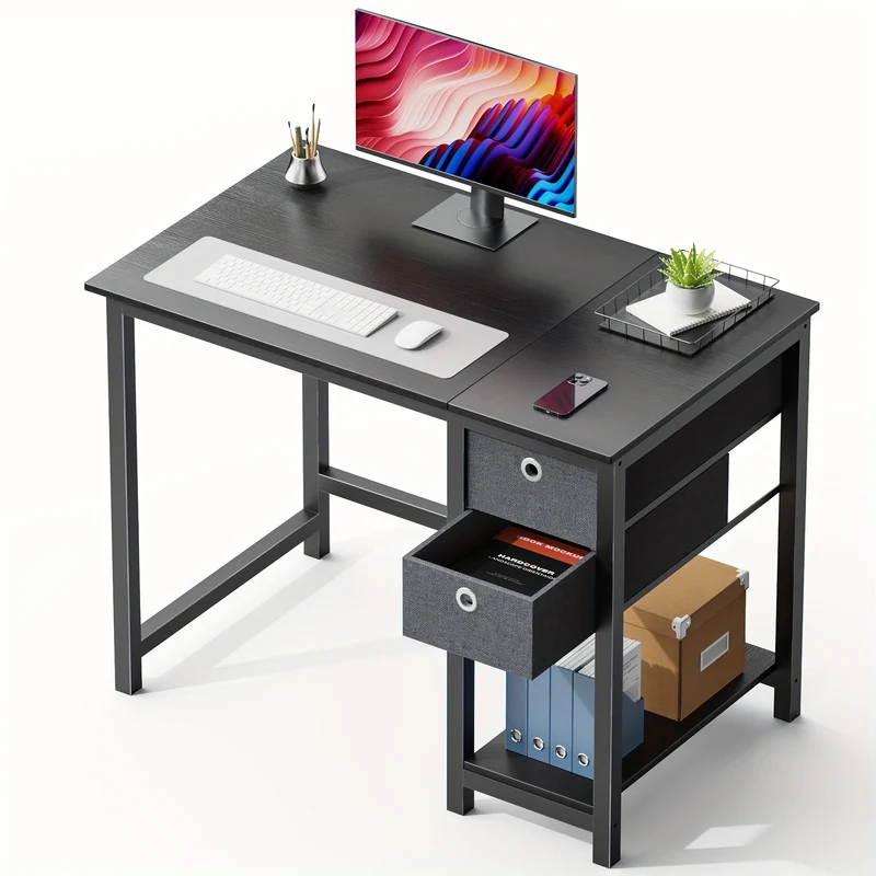 Computer Desk 40'' with Drawers Storage - Modern Home Work Table