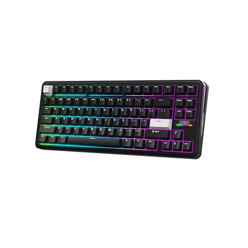 EPOMAKER TH85 QMK/VIA Wireless Gaming Keyboard, BT5.0/2.4GHz/USB-C, Hot Swappable Pre-lubed Custom Creamy Jade Linear Switches, Gasket Creamy Keyboard for PC/Mac/Office/Gaming (Black)