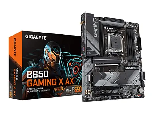 GIGABYTE B650 Gaming X AX AMD AM5 ATX Motherboard, Support Ryzen 9000/8000/7000, DDR5, 8+2+1 Power Phase, 3X M.2, PCIe 4.0, USB-C 3.2 Gen 2, WIFI6E, 2.5GbE, EZ-Latch, Q-Flash, RGB Fusion