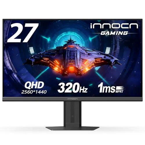INNOCN 27" Gaming Monitor 2K QHD 2560 x 1440P 240Hz 320Hz 1ms IPS PC Computer Display, HDMI 2.1, DP 1.4, HDR 400, Eyes Care, Height/Pivot Adjustable, VESA Mountable, 27G2T