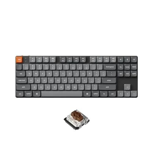 Keychron K1 Max Ultra-Slim QMK/VIA Bluetooth Wireless/USB Wired Custom Mechanical Keyboard, 2.4 GHz Hot Swappable TKL Layout RGB Backlight Ergonomic Keyboard with Low-Profile Gateron Brown Switch