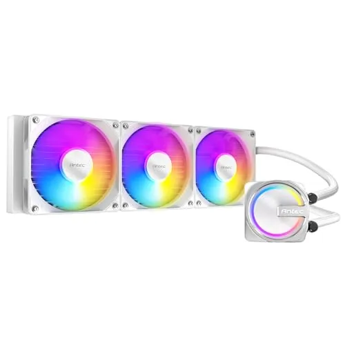 Antec Skeleton 360 ARGB White Liquid CPU Cooler, 360mm Radiator, High-Performance Pump, 3 x 120mm PWM ARGB Fans, Copper Base, Intel LGA 115X/1200/1700/20XX, AMD AM4/AM5, White