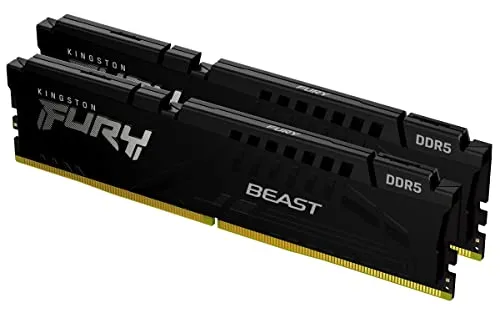 Kingston FURY Beast 16GB (2x8GB) 5200MT/s DDR5 CL40 Desktop Memory | Intel XMP 3.0 | Kit of 2 | KF552C40BBK2-16