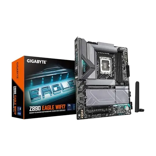 GIGABYTE Z890 Eagle WIFI7 Intel Core Ultra (Series 2) LGA 1851 Motherboard, ATX, DDR5, 4X M.2, PCIe 5.0, USB4, WIFI7, 2.5GbE LAN, EZ-Latch
