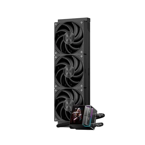 PCCOOLER AIO CPU Cooler Liquid Freezer - 3 Pack F5 R120 Case Fans - 2.4 Inch IPS LCD Screen 360mm Liquid Cooler Compatible with AM4 AM5 Intel LGA 1700/1851/20XX CPS Water Cooling(DS360 Display BK)