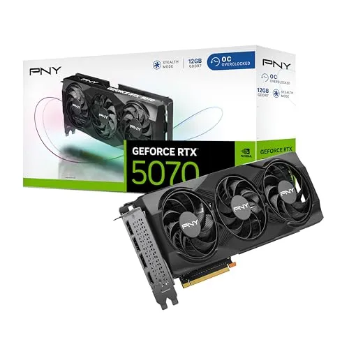 PNY NVIDIA GeForce RTX™ 5070 OC Triple Fan, Graphics Card (12GB GDDR7, 192-bit, Boost Speed: 2587 MHz, SFF-Ready, PCIe® 5.0, HDMI®/DP 2.1, 2.4-Slot, NVIDIA Blackwell Architecture, DLSS 4)