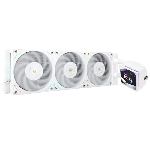 Thermalright Hyper Vision 360 UB ARGB White CPU Water Cooler,360mm Aio,IPS LCD Screen with 480x480 Resolution,Magnetic Panel Screen,Liquid CPU Cooler for AM4/AM5;Intel LGA1700/1851,3.95in LCD Display