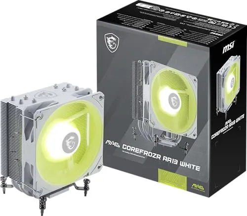 MSI MAG COREFROZR AA13 White - ARGB CPU Air Cooler - LGA 1700/1851 / AM5/AM4 Compatible - 120mm ARGB PWM Fan - Direct Touch Heat-Pipes - Pre-Applied Thermal Paste - White