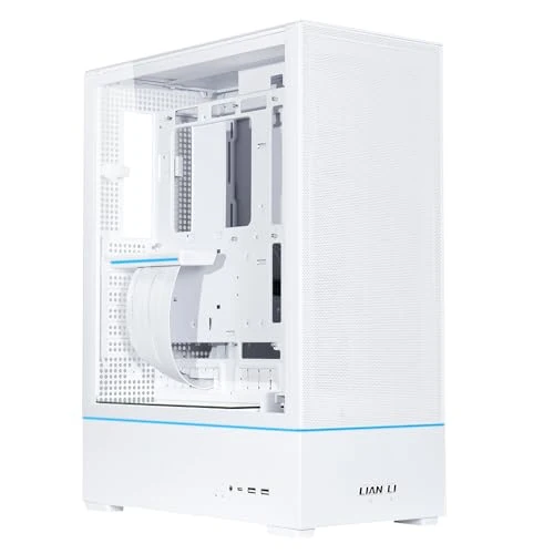 Lian Li SUP 01-45L Stand-Up Platform case- Independent Chamber Direct Cooling design-510mm PCIe 4.0 Riser Cable-Pre-Installed 3X 120mm Fans-Dual ARGB Strips-Supports 360mm/280mm AIO-White (SUP01W.US)