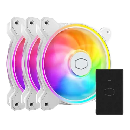 Cooler Master MF120 Halo² White 3in1 PC Case|Liquid Cooler|Air Cooler Fan, 120mm Fan, Dual-Loop aRGB Rings, Dynamic PWM 2,050 RPM, Air Balance Blades, aRGB Lighting, Hybrid Frame