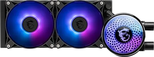 MSI MAG Coreliquid A12 240 - AIO ARGB CPU Liquid Cooler - 240mm Radiator - LGA 1700 Ready - Double Ball Bearring120mm ARGB PWM Fans x2, Rotatable Blockhead, LGA 1700/1851, AM5 / AM4, Black