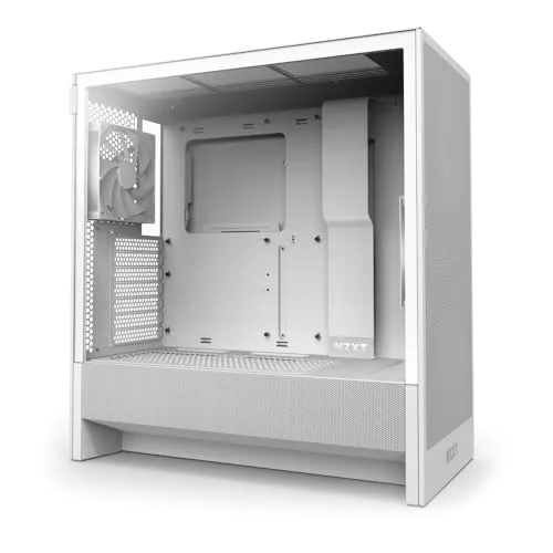 NZXT H5 Flow 2024 - Compact ATX Mid-Tower PC Gaming Case - High Airflow - 2 x 120mm Fans Included - 360mm Front & 240mm Top Radiator Support - Cable Management System - Tempered Glass - White