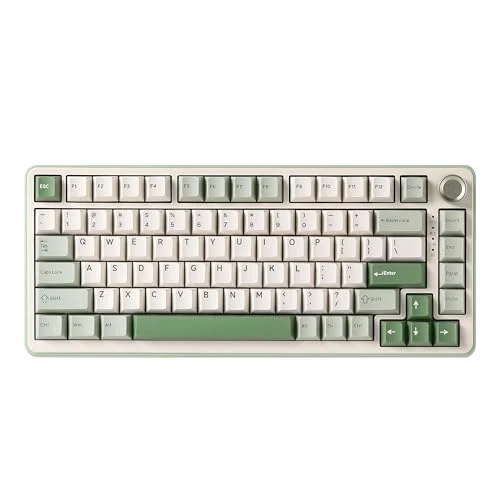 YUNZII B75 PRO Wireless Mechanical Keyboard,75% Layout with Knob,Hot Swap Gasket Structure,Creamy Pre-lubed Switches,RGB Backlit,Bluetooth/Type-C/2.4G for Win/Mac (Matcha Green, Cocoa Cream V2 Switch)