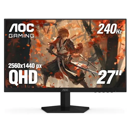 AOC Gaming Q27G41ZE 27 inch QHD IPS Gaming Monitor 2560x1440, 240Hz 0.3ms MPRT, 3-Sided Frameless, 1x HDMI 2.0, 1x Display Port, HDR, 3-Year Zero-Bright-Dot