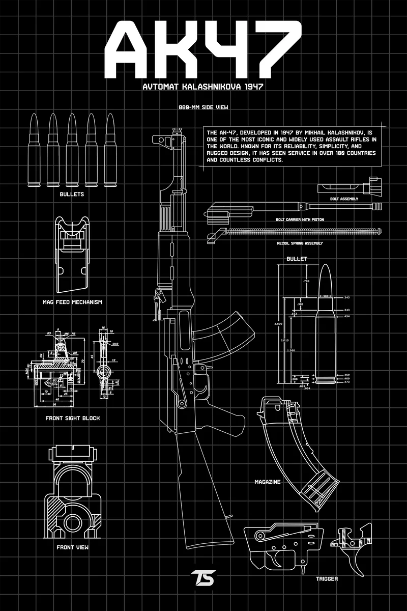 AK-47 Black Acrylic Poster
