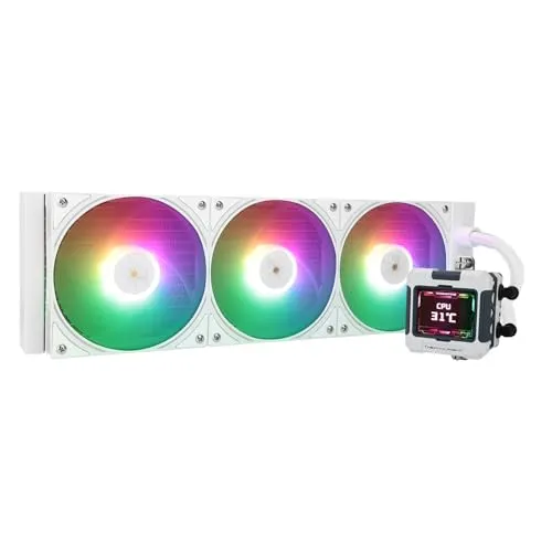 Thermalright FW 360 White ARGB V2 CPU Water Cooler with 3 PWM Fans with 2000RPM,IPS LCD Screen with 320 * 240 Resolution,Liquid CPU Cooler,CPU PC Aio Cooler for AMD:AM4/AM5/Intel LGA1700
