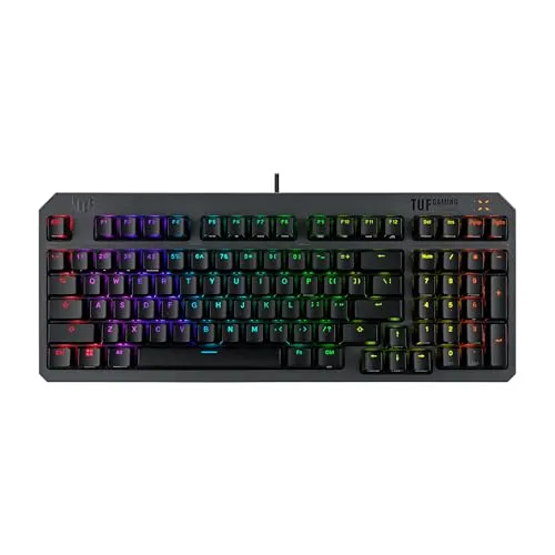 ASUS TUF Gaming K3 Gen II Wired USB Gaming Keyboard – 97-Key Compact Layout, Optical-Mechanical RGB (Linear) Switches, PBT Keycaps, Detachable Top Plate, IP57 Waterproofing, PC/Mac Support - Black