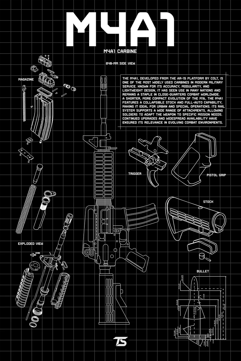 M4A1 Black Acrylic Poster