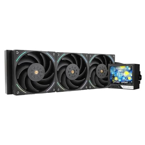 Thermalright Mjolnir Vision 360 ARGB Black-AIO CPU Liquid Cooler,IPS LCD Screen with 320 * 240 Resolution,for AM4/AM5 and LGA1700/1851,’3.5 inch’Magnet-Absorbent LCD Screen for Images