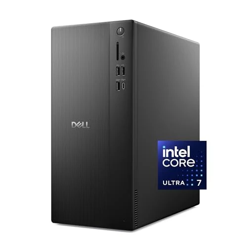 Dell Tower Desktop ECT1250 - Intel Core Ultra 7-265 Processor, Intel UHD Graphics, 16GB DDR5 5600MT/s Memory, 1TB M.2 SSD, 3.0 SD Card Reader, Wired Keyboard and Mouse, Basic Onsite Service