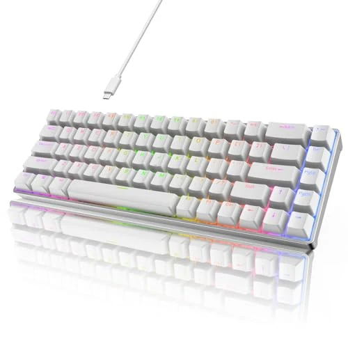 RK ROYAL KLUDGE RK68Pro Wired 60% Aluminum Mechanical Keyboard, Compact Gaming Keyboard with Software 68 Keys Hot Swappable RGB Backlit, Gateron Red Switch
