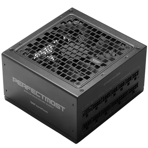 darkFlash PMT Fully Modular Power Supply ATX 3.1& PCIe 5.1 Ready, 2 x 12VHPWR Cable Included, 100% Japanese 105°C Capacitors, 80 Plus Gold Gaming PSU (80+ Gold (ATX 3.1) BK, 750 Watts)