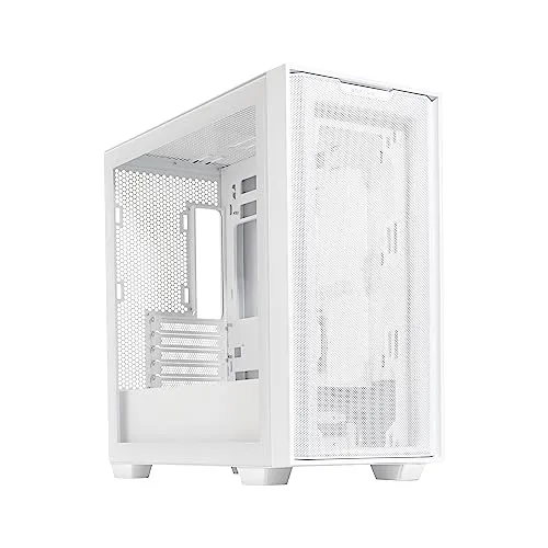 ASUS A21 White Micro ATX PC Case Supports BTF Hidden Connector Technology, Graphics Cards up to 380mm, 360mm Coolers, & ATX PSUs, Includes Porous Front-Panel mesh and Cable Management Compartment