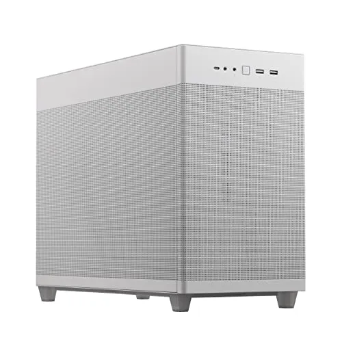 ASUS Prime AP201 33-Liter MicroATX White case with Tool-Free Side Panels and a Quasi-Filter mesh, with Support for 360 mm Coolers, Graphics Cards up to 338 mm Long, and Standard ATX PSUs
