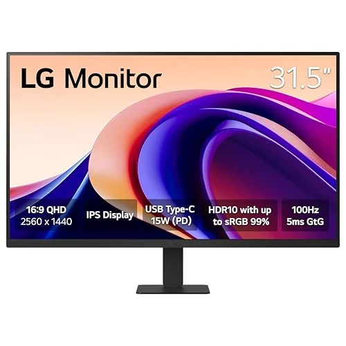 LG 32U631A-B 32-inch QHD (2560 x 1440) IPS Computer Monitor, 100Hz, 5ms, HDR10, Reader Mode, Flicker Safe, HDMI, USB Type-C 15W PD, Black