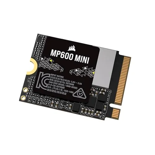 Corsair MP600 Mini 1TB M.2 NVMe PCIe x4 Gen4 2 SSD – M.2 2230 – Up to 7,000MB/sec Sequential Read – High-Density 3D TLC NAND – Great for Steam Deck and Microsoft Surface – Black