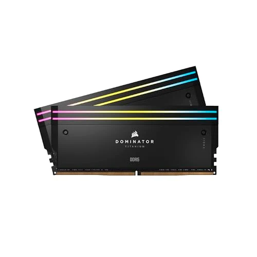 CORSAIR Dominator Titanium RGB DDR5 RAM 96GB (2x48GB) DDR5 6600MHz CL32 Intel XMP iCUE Compatible Computer Memory - Black (CMP96GX5M2B6600C32)