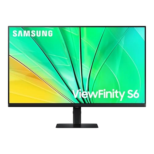 SAMSUNG 32" ViewFinity S6 (S60D) Series QHD High Resolution Computer Monitor, 100Hz, HDR10, Multiple Ports w/ HDMI, DisplayPort, USB-A, Easy Setup, Height Adjustable Stand, LS32D606EANXGO, 2024