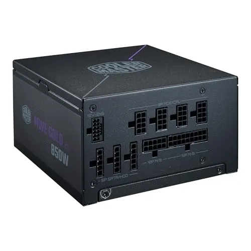 Cooler Master MWE Gold 850 V3 ATX 3.1 Full Modular PSU, 850W, 80+ Gold Efficiency, 90° 12VHPWR|600W PCIe 5.1, Japanese Capacitors, Zero-RPM Mode, Hexagonal Fan Cover, 10-Year