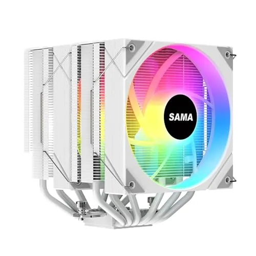SAMA 6PDW ARGB CPU Air Cooler 120mm Cooling Fan Addressable RGB Aluminum PC CPU Heatsink for Intel and AMD