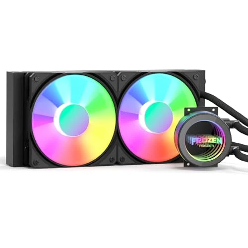240mm AIO ARGB CPU Liquid Cooler, 2×120mm PWM Fans, Black CPU Water Cooler for AMD/AM5/AM4, Intel LGA 1700/1150/1151/2011, Gaming
