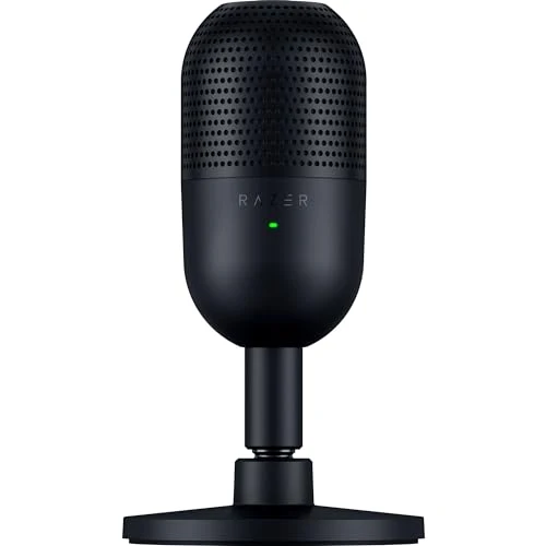 Razer Seiren V3 Mini USB Microphone: Condenser Mic - Supercardioid Pickup Pattern - Tap-to-Mute Sensor with LED Indicator - Shock Absorber - Ultra Compact - PC, Discord, OBS Studio, XSplit - Black