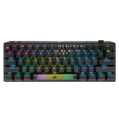 Corsair K70 PRO MINI WIRELESS RGB 60% Mechanical Gaming Keyboard (Fastest Sub-1ms, Swappable CHERRY MX Speed Keyswitches, Aluminum Frame, PBT Double-Shot Keycaps) QWERTY, NA Layout - Black