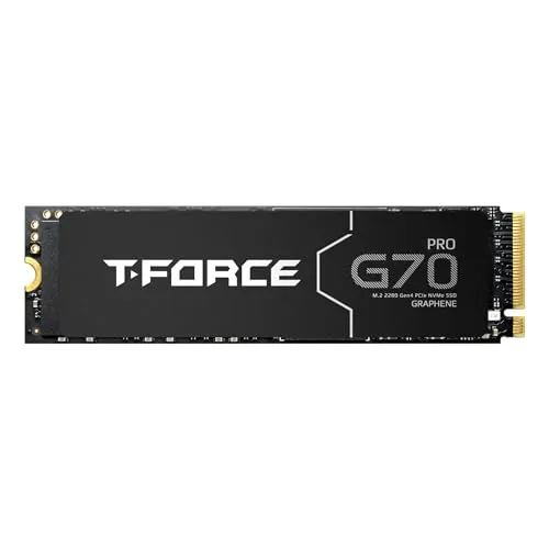 TEAMGROUP T-Force G70 PRO Graphene Heatsink 2TB DRAM SLC Cache 3D TLC NAND NVMe InnoGrit PCIe Gen4x4 M.2 2280 Gaming Internal SSD Works with PS5 Read/Write 7400/6800 MB/s TM8FFH002T0C129
